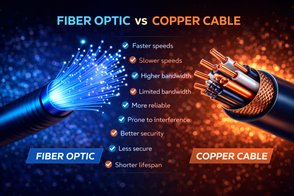 Comparison between fiber optic cable and traditional broadband cable